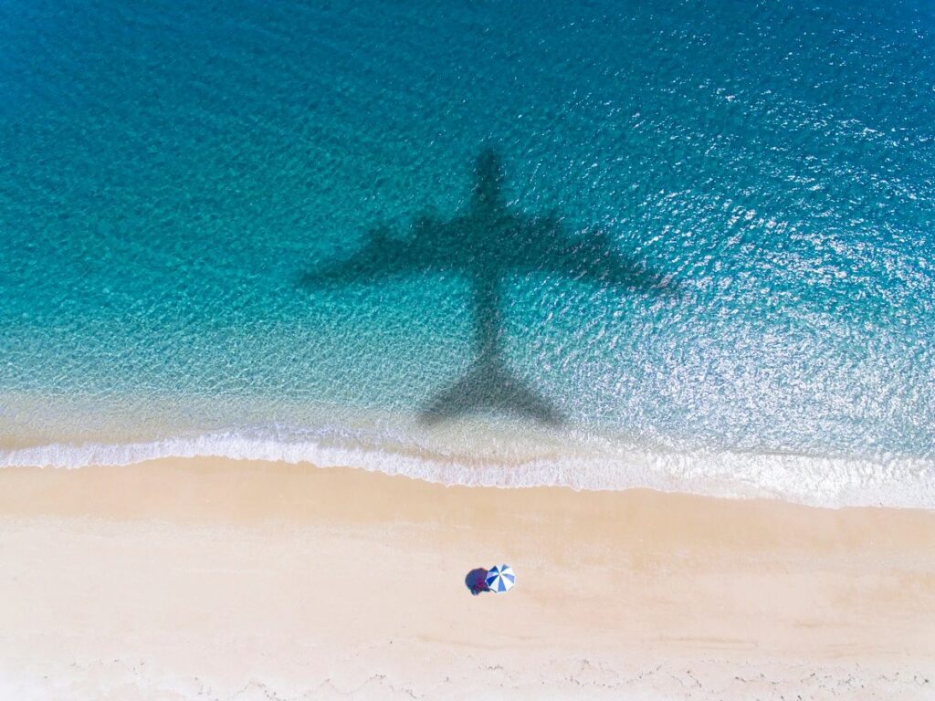 plane over a beach
